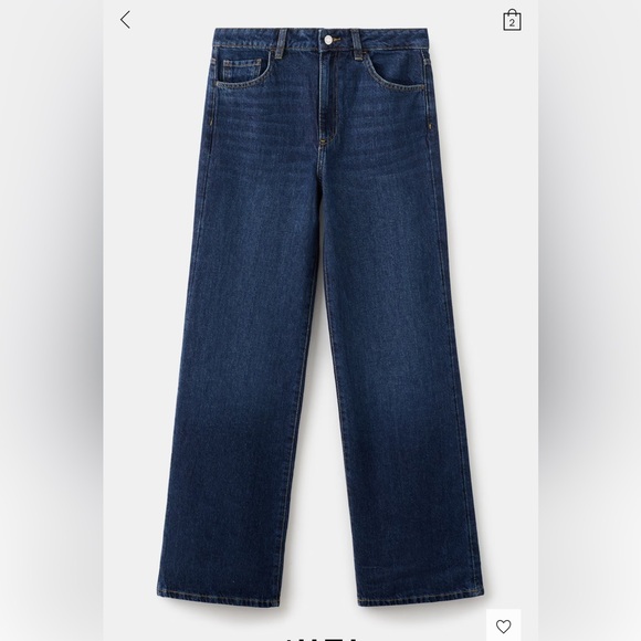 Mango Danila Wide Leg Jeans Dark Wash Size 4 Hemmed 29” Inseam - Picture 3 of 8